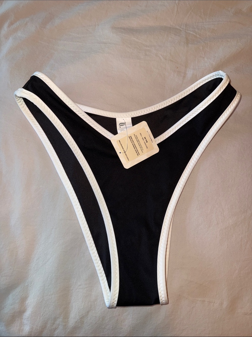 Fabletics Black and White High-Cut Bikini Bottom